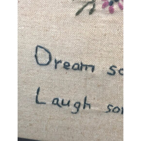 Lisa Johnson Primitive Embroidery Sampler With Floral Design & Inspirational Quo - Picture 5 of 7